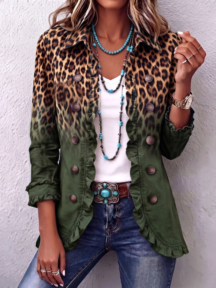 Elowyn™ | Ruffled Leopard Print Jacket