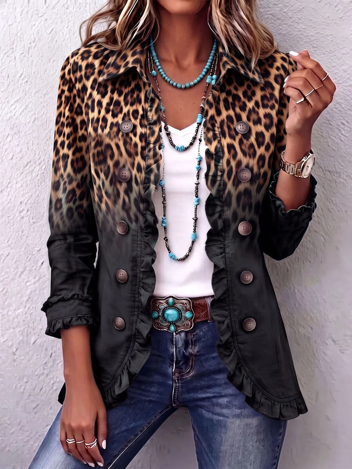 Elowyn™ | Ruffled Leopard Print Jacket