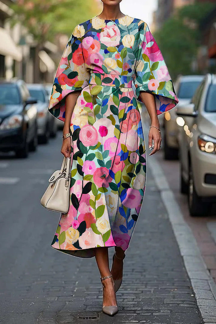 Grace™ | Elegant Round-Neck Midi Dress