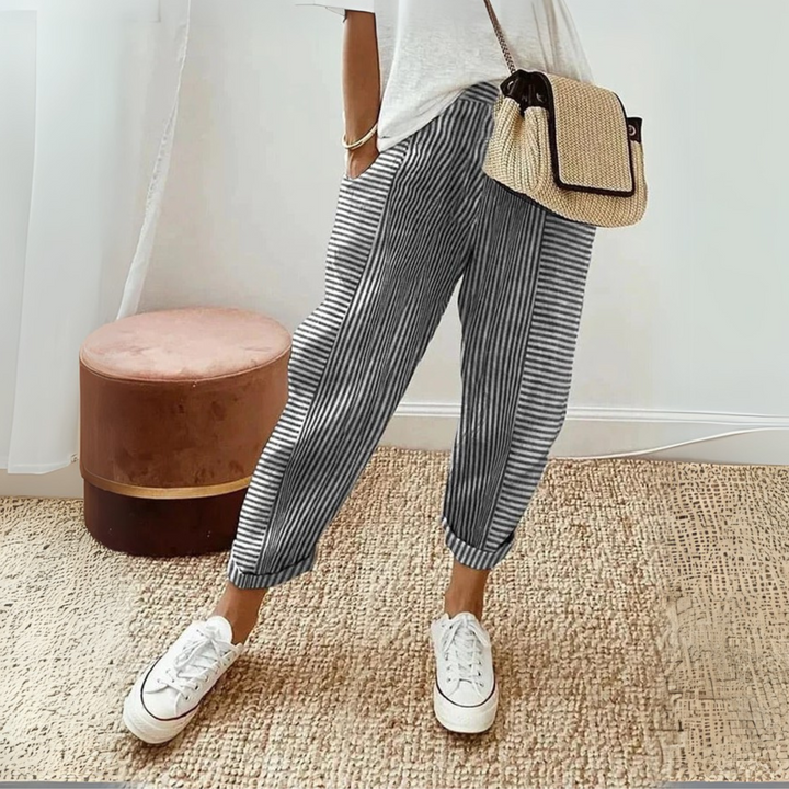 Cecily™ | Striped Cotton Trousers