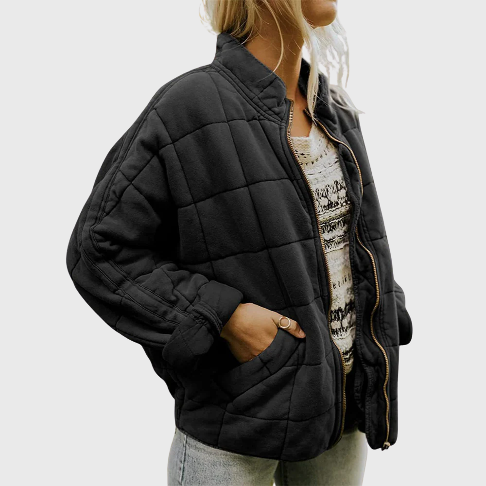 Black oversized quilted jacket