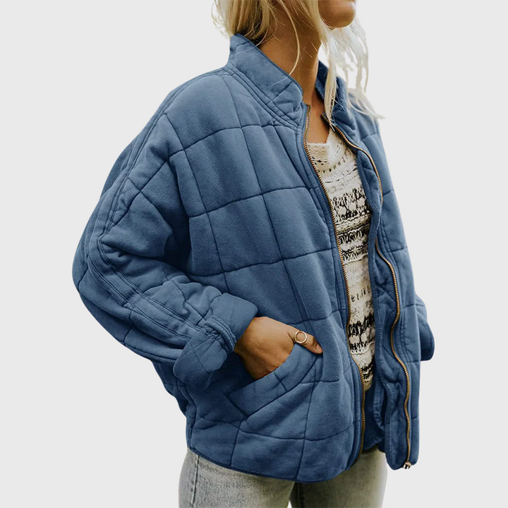 Blue oversized quilted jacket