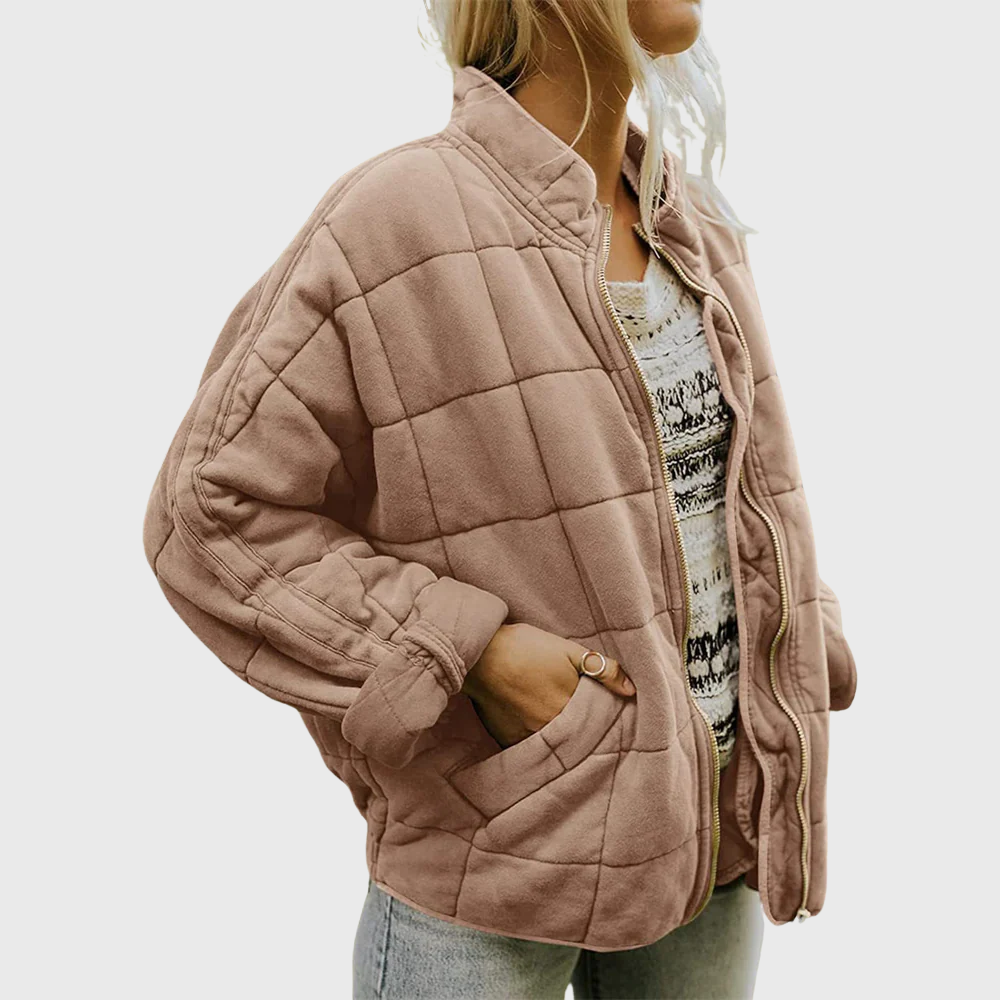 Khaki oversized quilted jacket