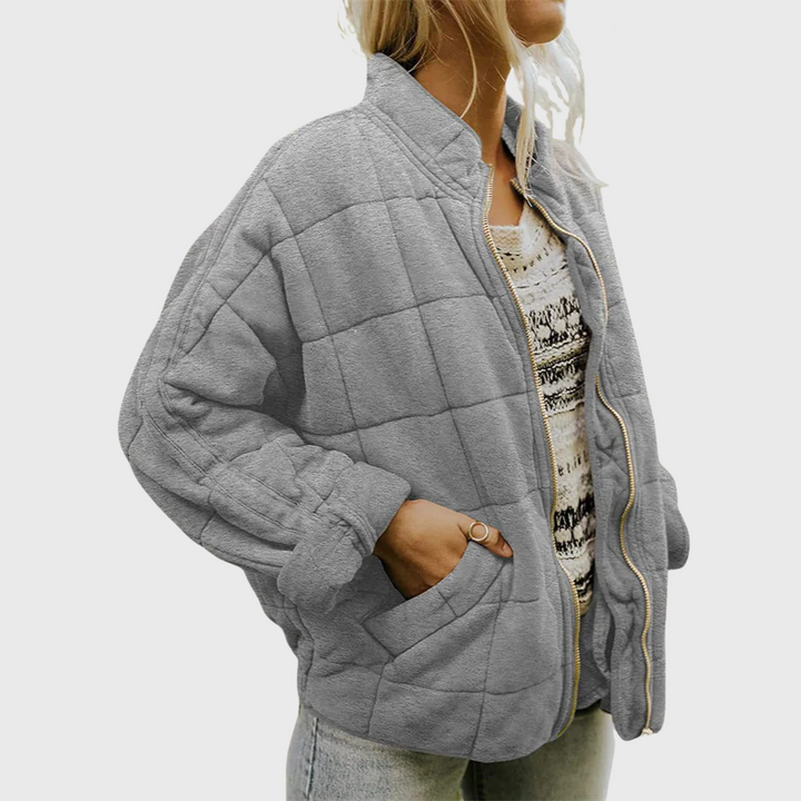 Gray oversized quilted jacket