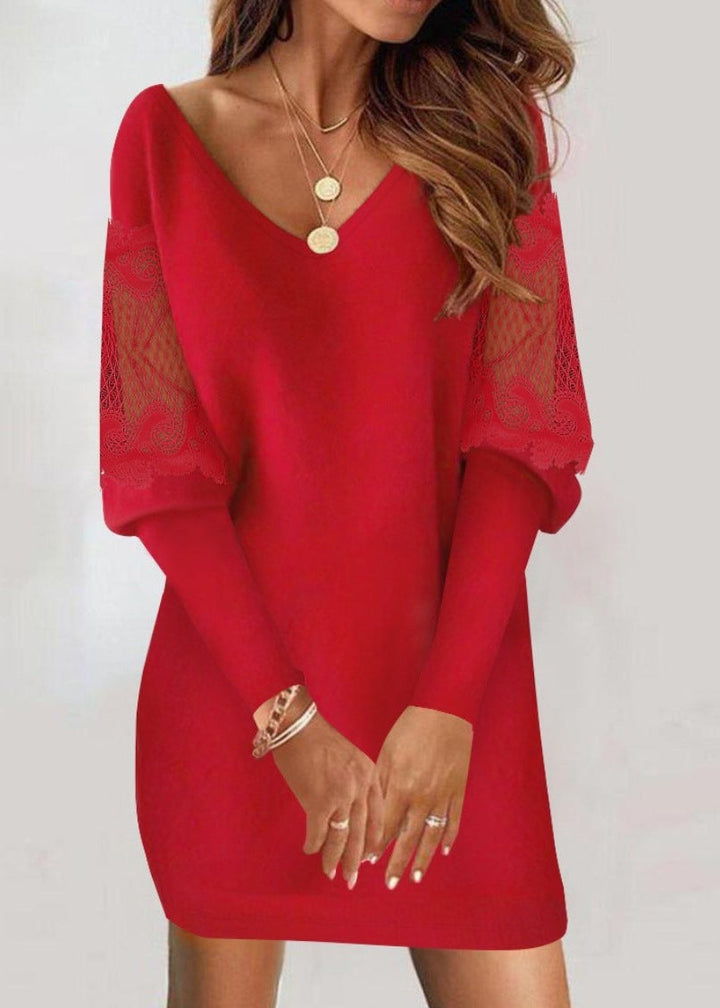Caterine - Lace Sleeve Dress