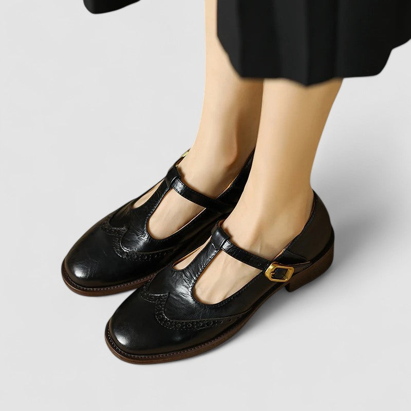 ANDREA – VINTAGE T-STRAP LEATHER SHOES