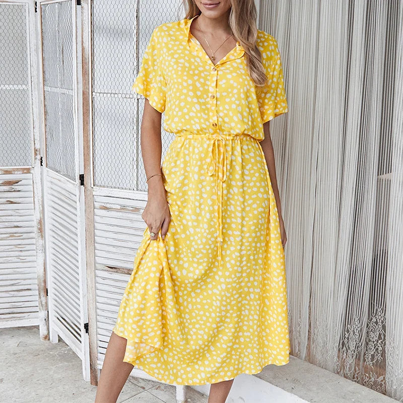 Holly - Elegant Maxi Dress with Dots