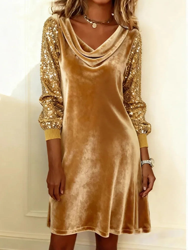 Aurora™ | Velvet Dress with Sparkling Sleeves