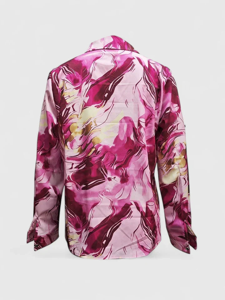SHAINA – ABSTRACT MARBLE BUTTON-DOWN