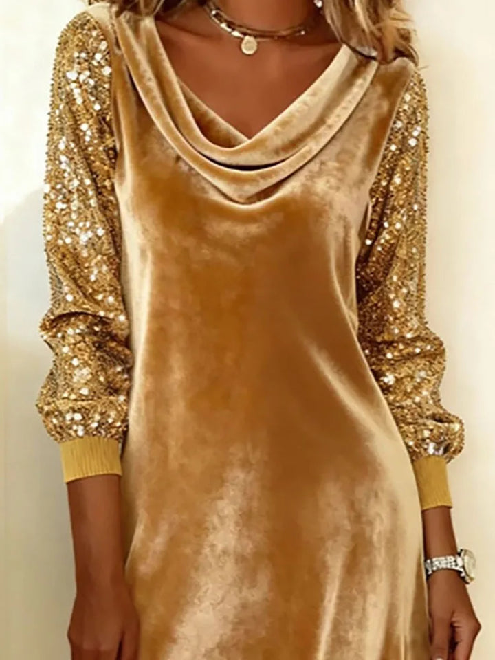 Aurora™ | Velvet Dress with Sparkling Sleeves