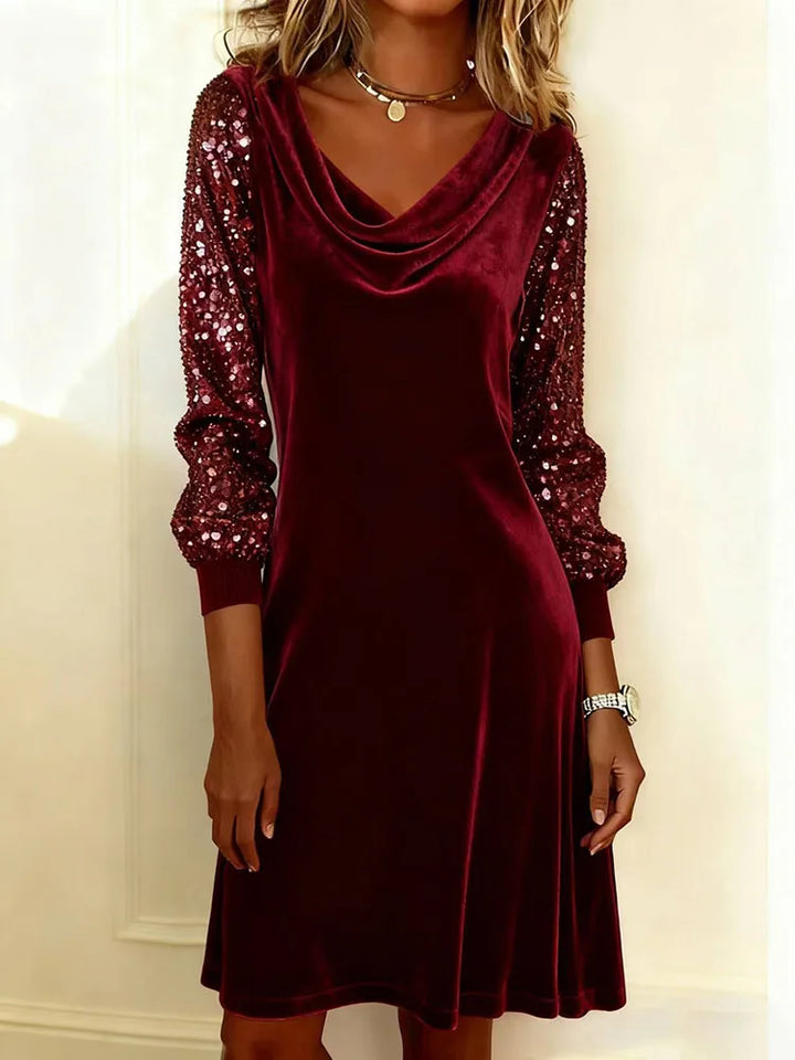 Aurora™ | Velvet Dress with Sparkling Sleeves