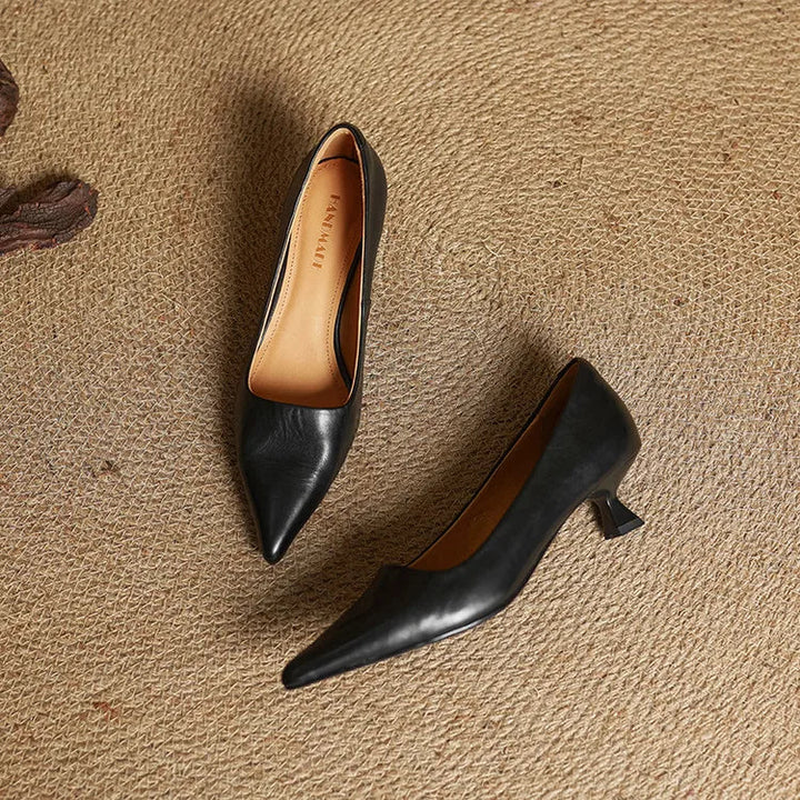 LEONIE – CLASSIC POINTED TOE LEATHER HEELS