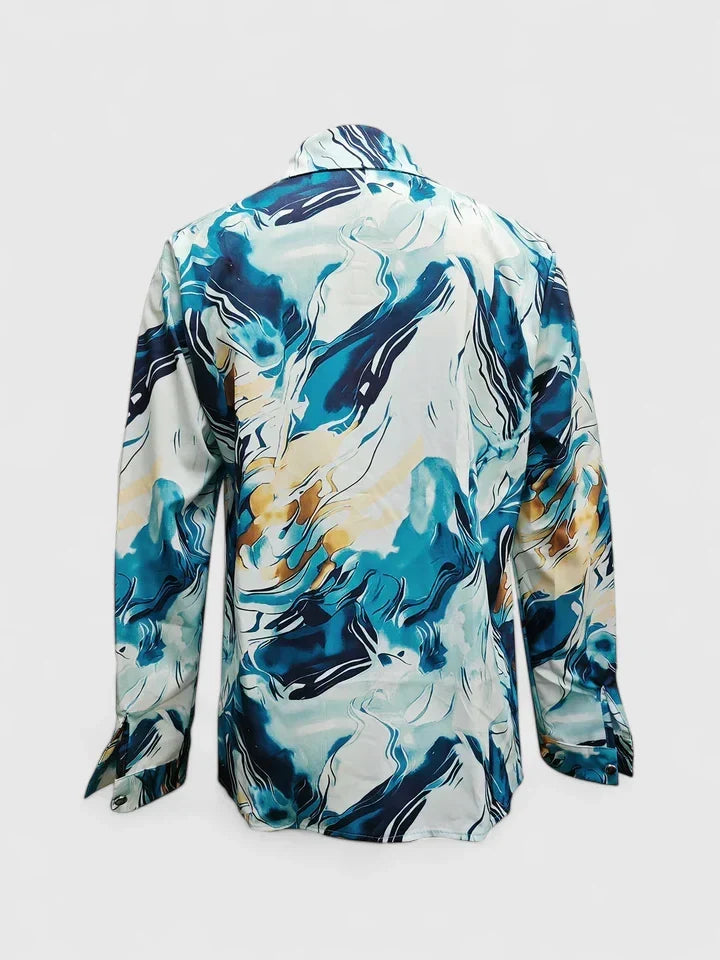 SHAINA – ABSTRACT MARBLE BUTTON-DOWN