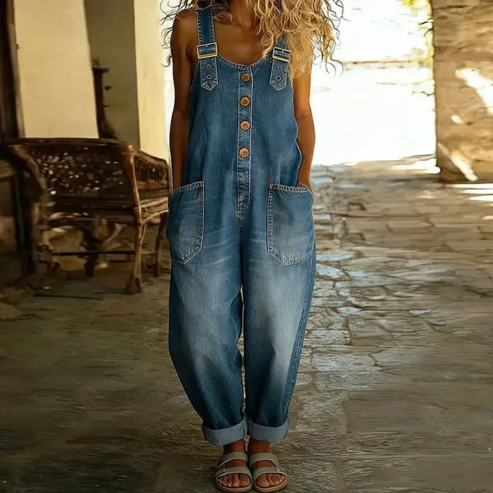 Carmen – Vintage Soft Cotton Denim Overalls with Adjustable Straps