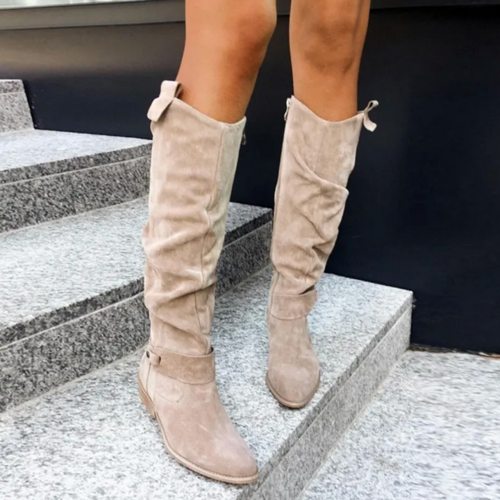 Elodie | Effortless Women's Knee-High Boots with Zipper Closure and Low Heel
