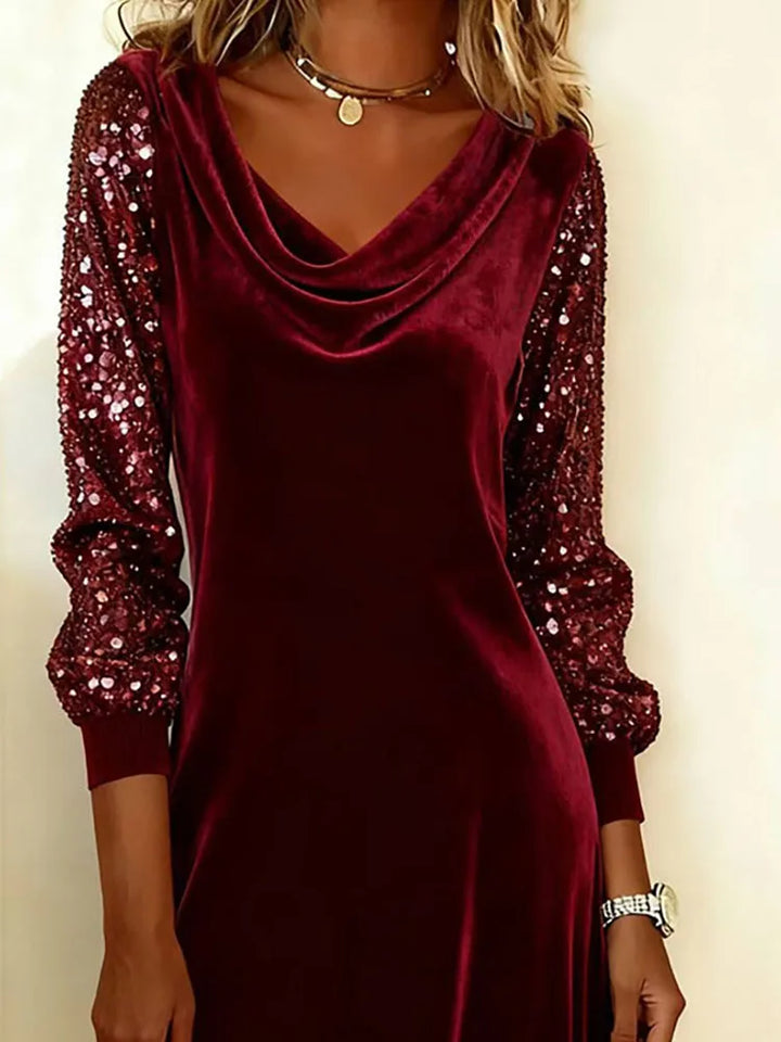 Aurora™ | Velvet Dress with Sparkling Sleeves
