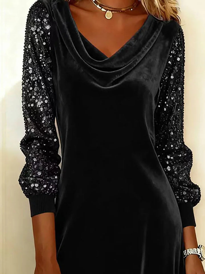 Aurora™ | Velvet Dress with Sparkling Sleeves