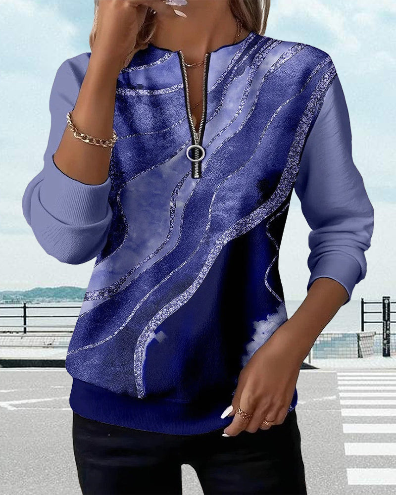Lera | Half-zip sweatshirt with vintage print