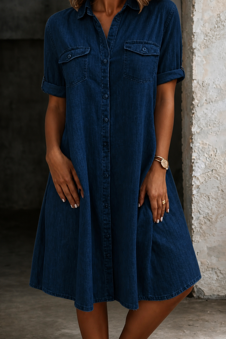 Patricia – Casual Denim Midi Dress