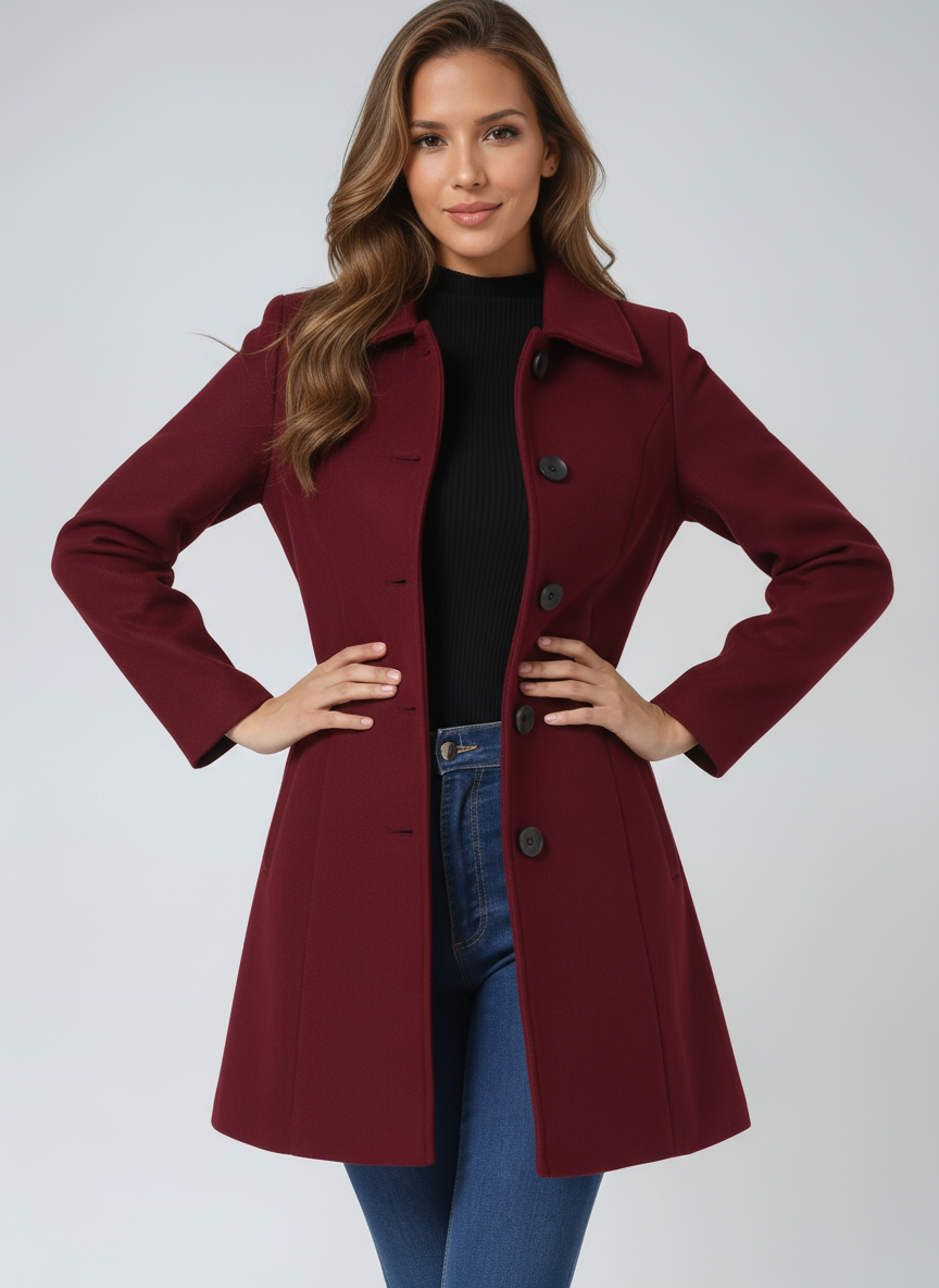A-line winter coat front view