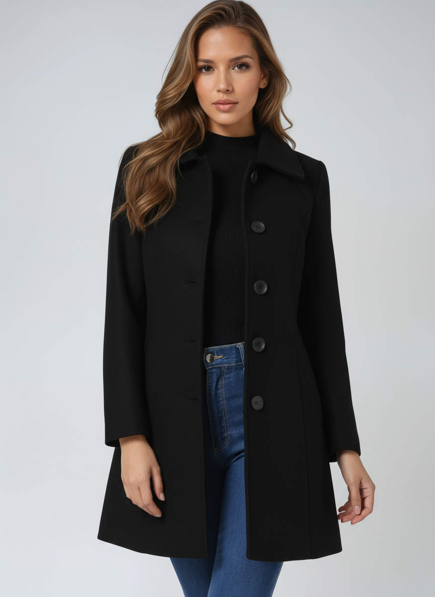 A-line winter coat side view