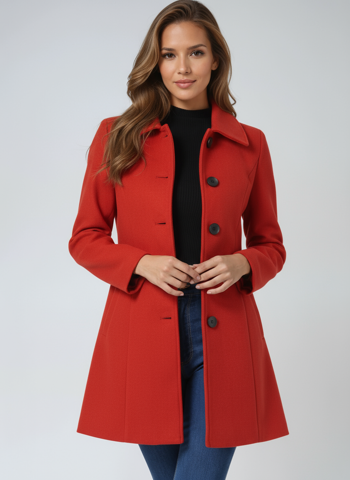 Red A-line winter coat