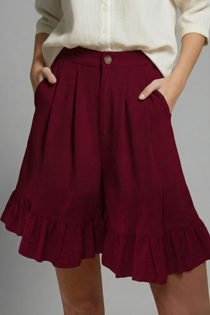 Jacklyn™ | Ruffle-Hem Casual Shorts
