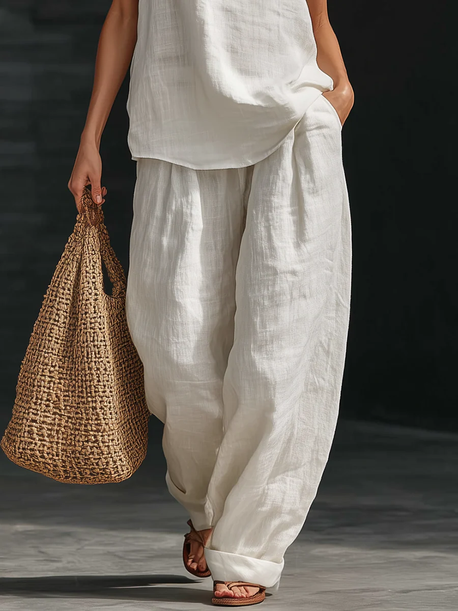 Zoë™ – Sleeveless V-Neck Top & Wide-Leg Pants Set