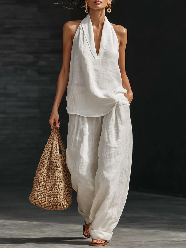 Zoë™ – Sleeveless V-Neck Top & Wide-Leg Pants Set