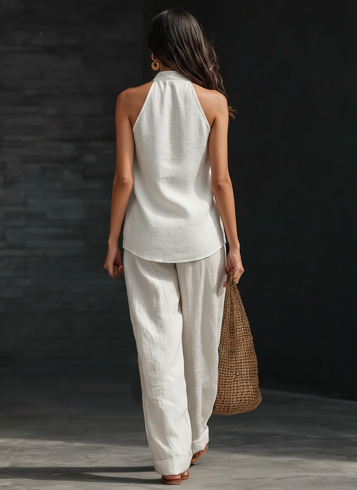 Zoë™ – Sleeveless V-Neck Top & Wide-Leg Pants Set