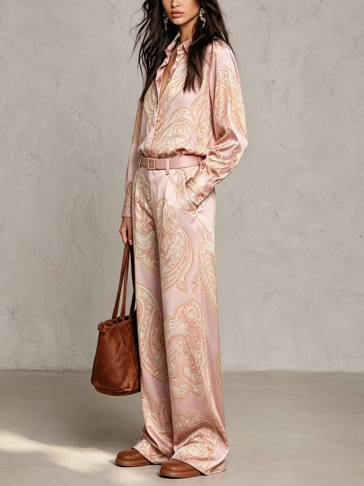 Jessamira - Two-Piece Silk Ensemble with Paisley Pattern