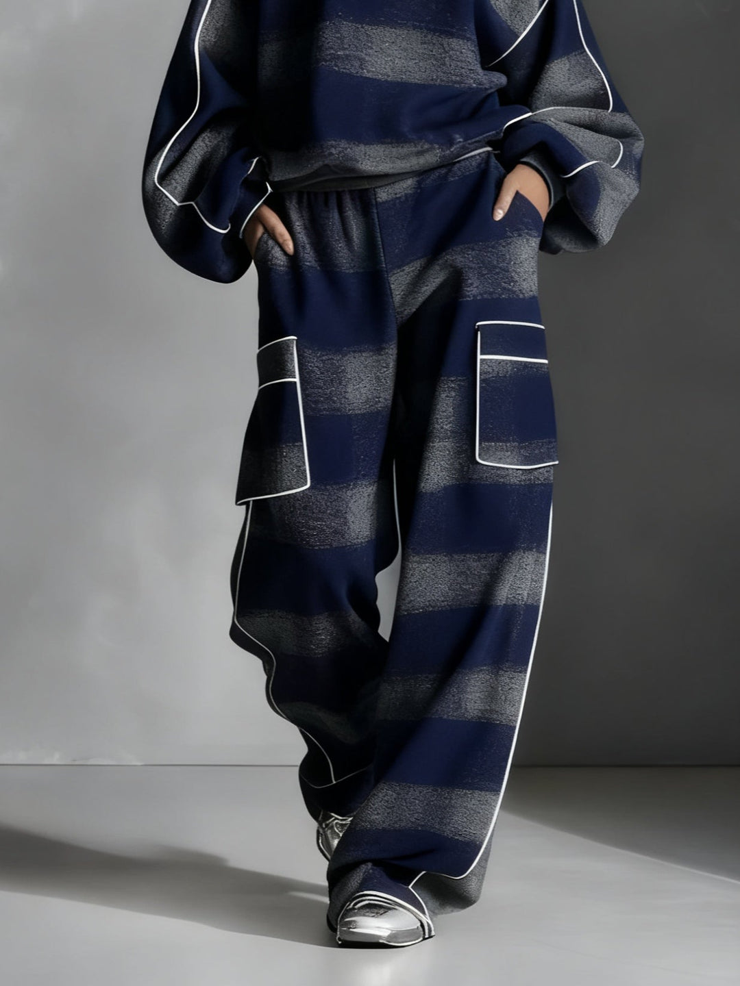 Plaid sweatshirt and pants set side view