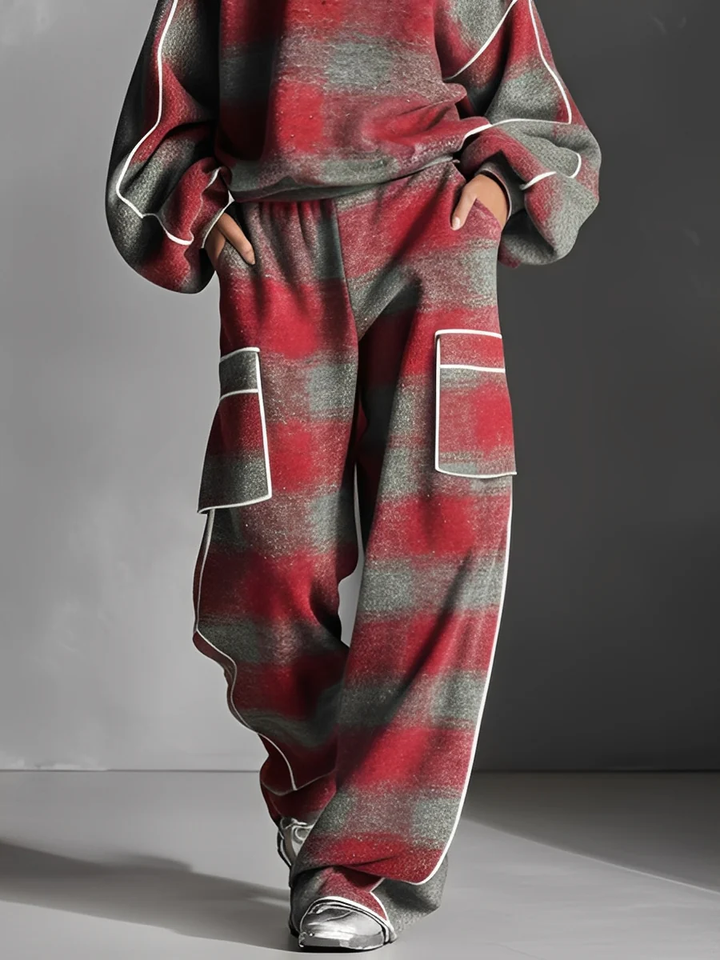 Color-blocked sweatshirt and pants set front view