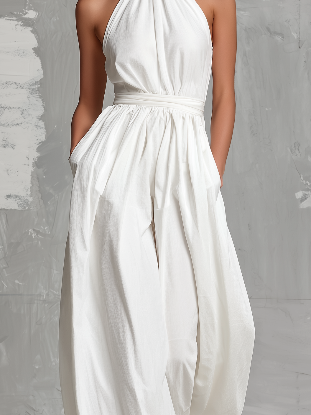 Joséphine – White Crochet Sleeveless Jumpsuit