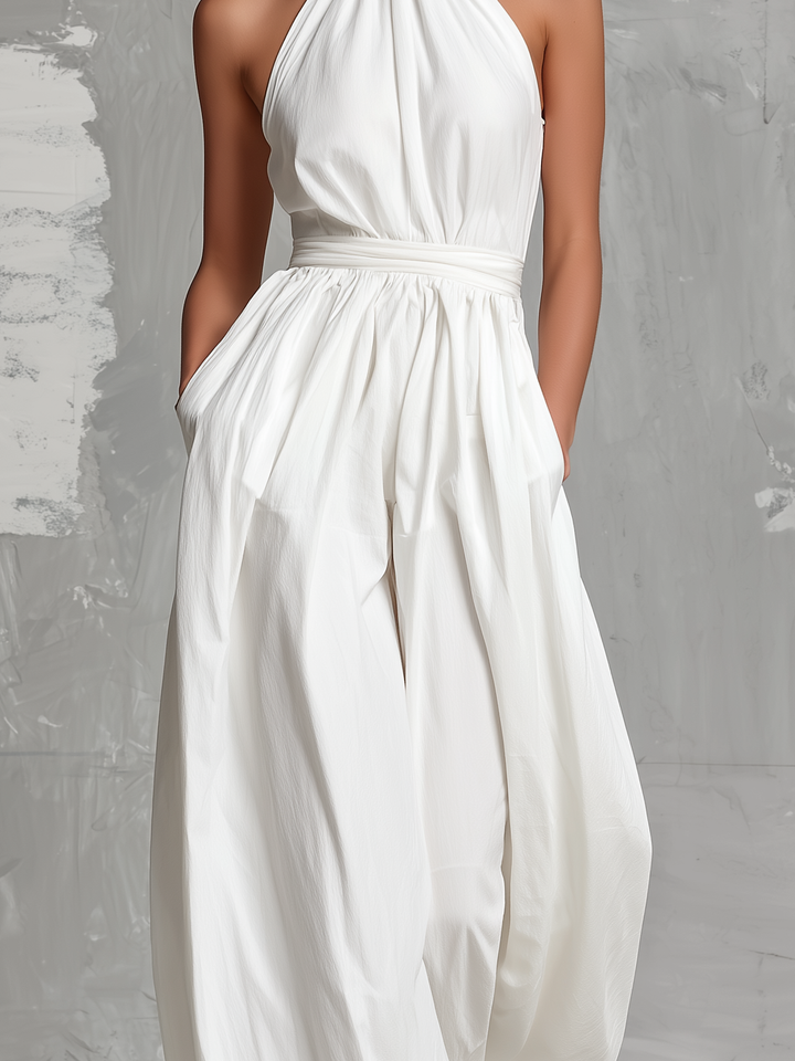 Joséphine – White Crochet Sleeveless Jumpsuit