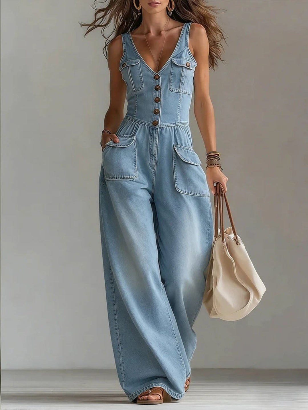 Claire – Women's V-Neck Jumpsuit