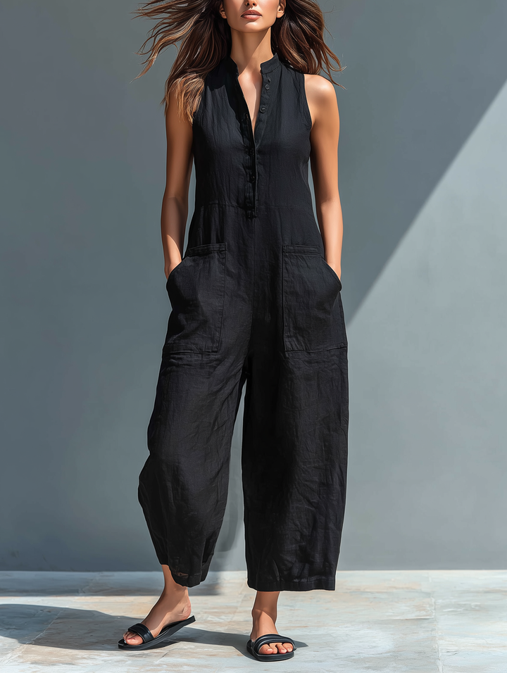 Jade – Sleeveless Linen Jumpsuit