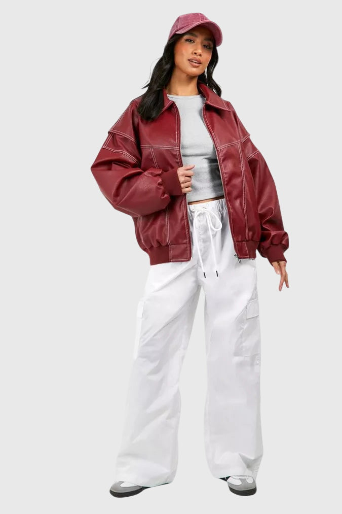Faye™ | Oversized Leather Jacket
