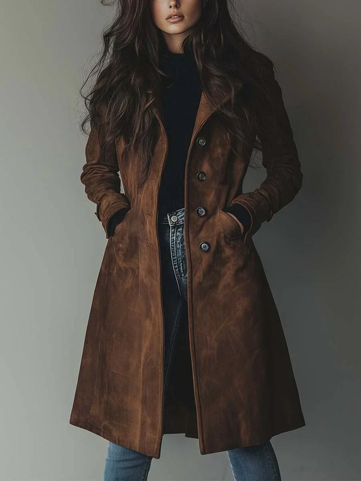 Sienna™ | Vintage Faux Suede Trench Coat