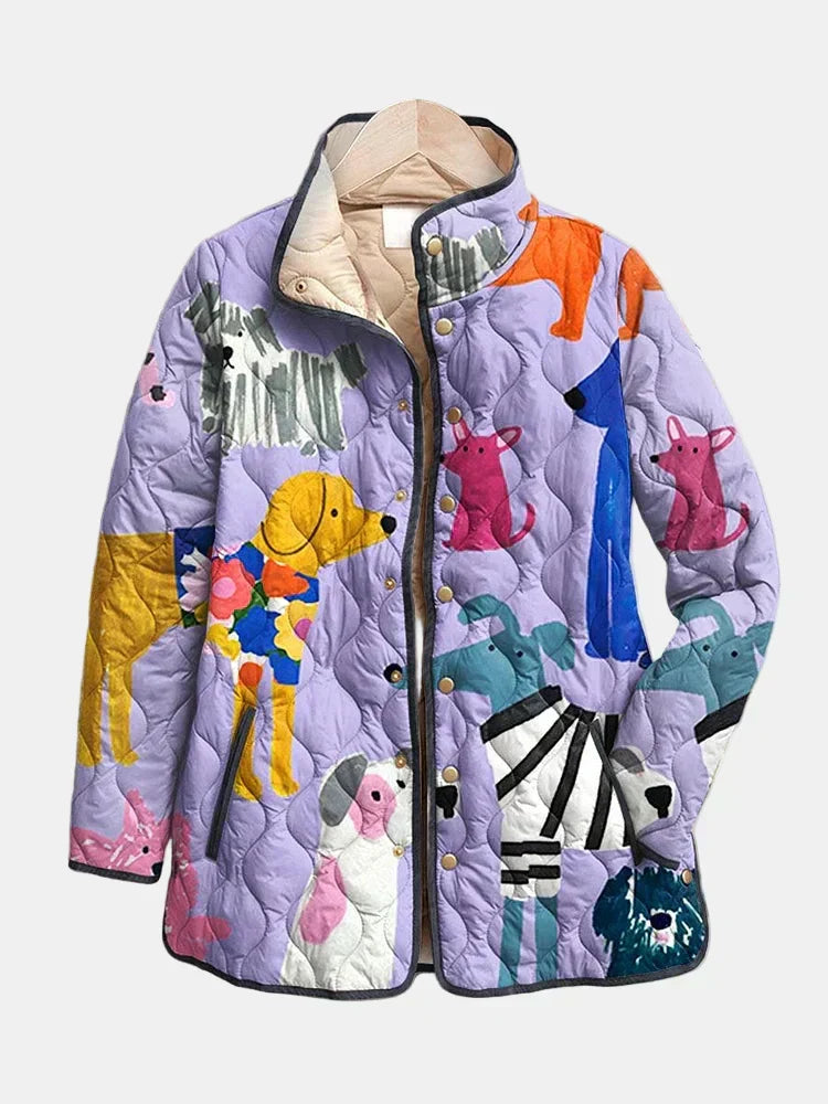 Rynora™ | Dog Print Quilted Jacket