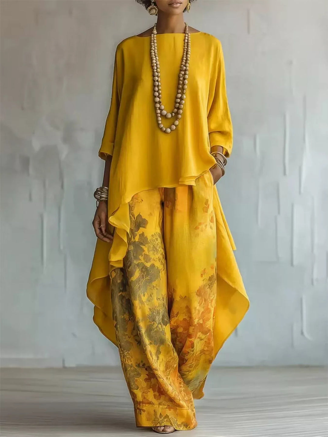 Odette™ | Floral High-Low Trouser Set