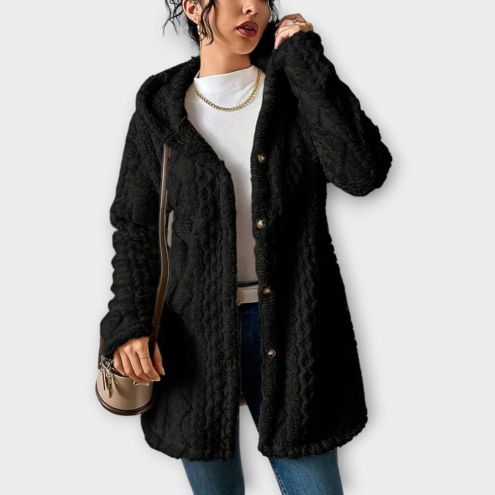 Black textured hooded jacket