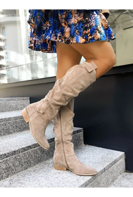 Elodie | Effortless Women's Knee-High Boots with Zipper Closure and Low Heel
