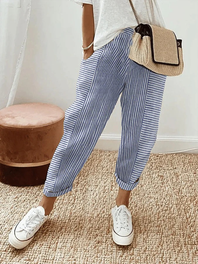 Cecily™ | Striped Cotton Trousers