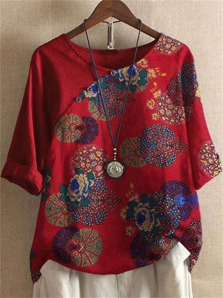 Lyric | Short Sleeve Button Down Floral Blouse
