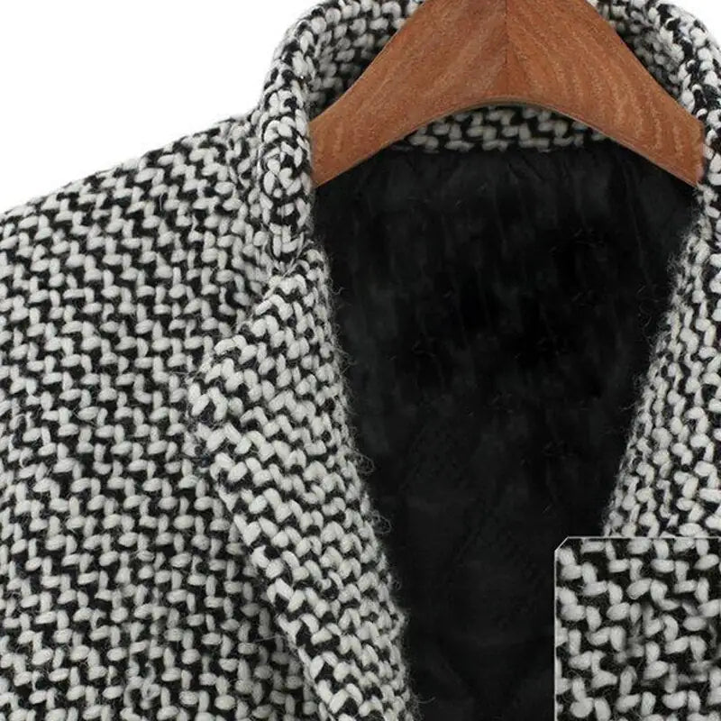 Checked winter coat back view