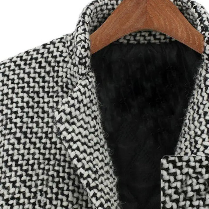 Checked winter coat back view