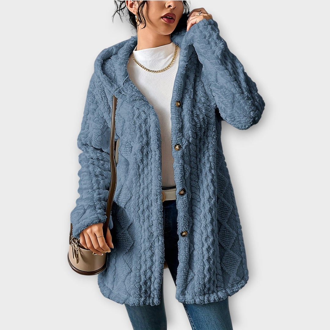 Slate Blue textured hooded jacket