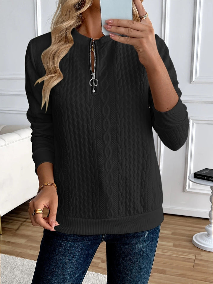 Morgan - Textured Zipper Sweatshirt – Stylish & Comfy