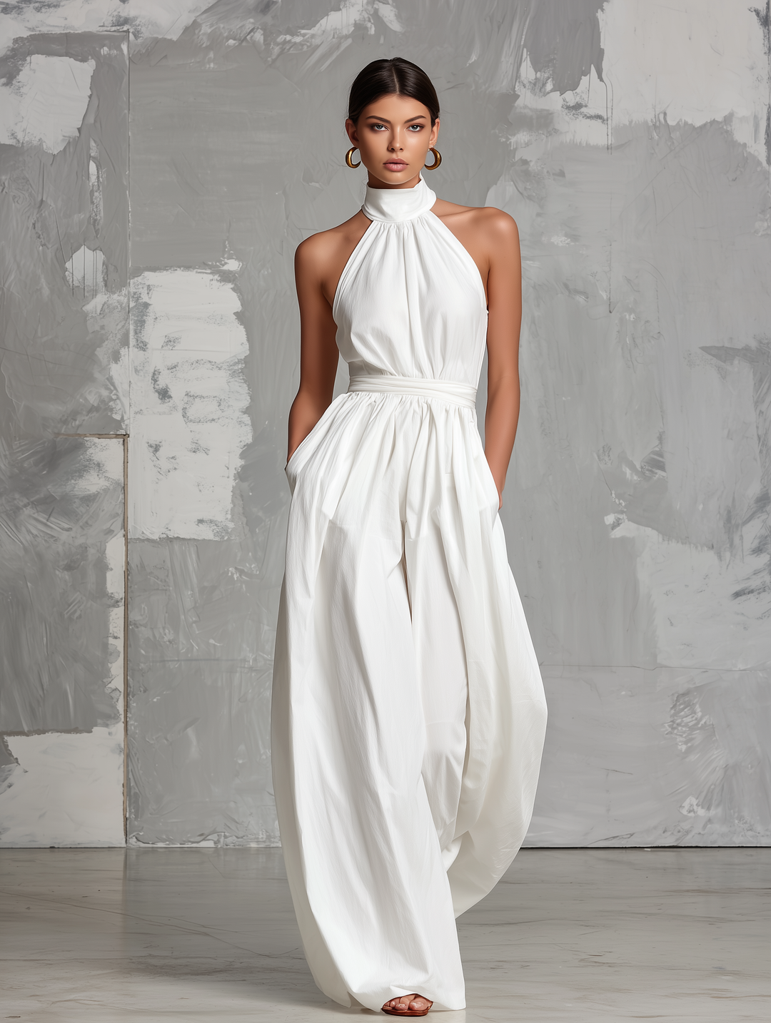 Joséphine – White Crochet Sleeveless Jumpsuit